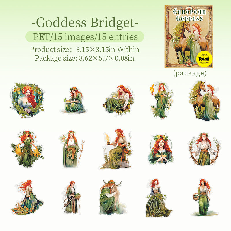 0826 Mythical goddess PET Sticker -15Pcs each pack
