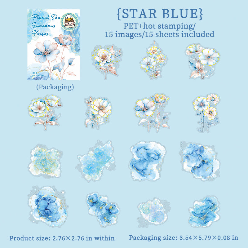 0603 Ink and flower PET sticker -15Pcs each pack