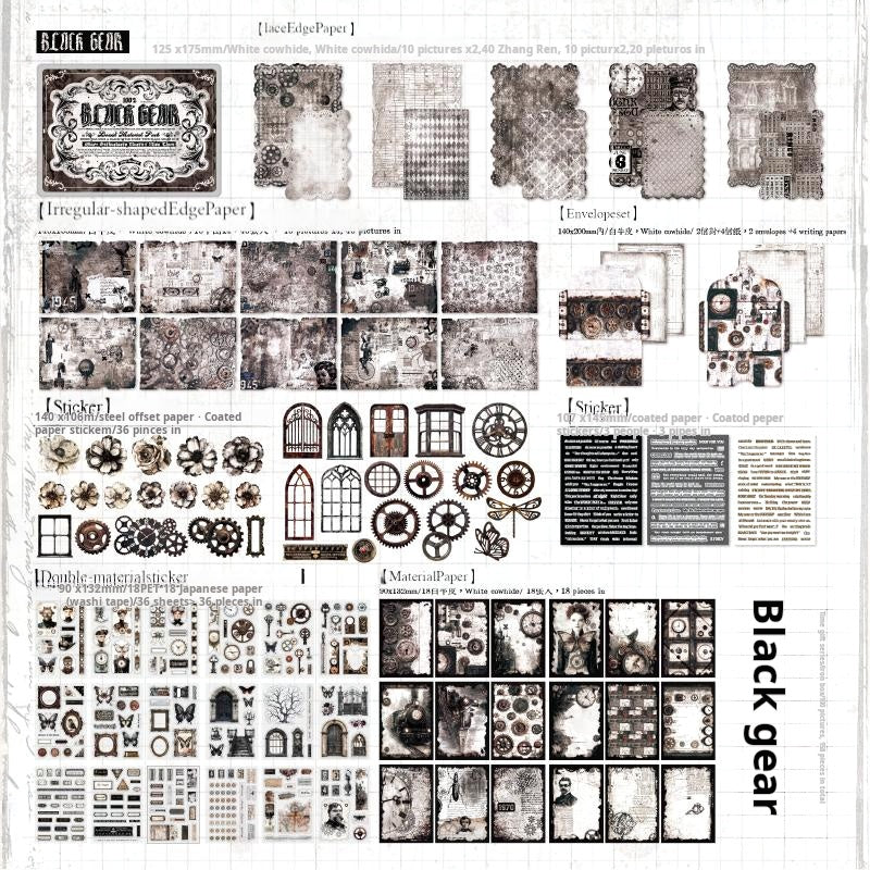 0528 Vintage Flowers and Ink die cut lace cardstock Mixed pack -158Pcs each pack