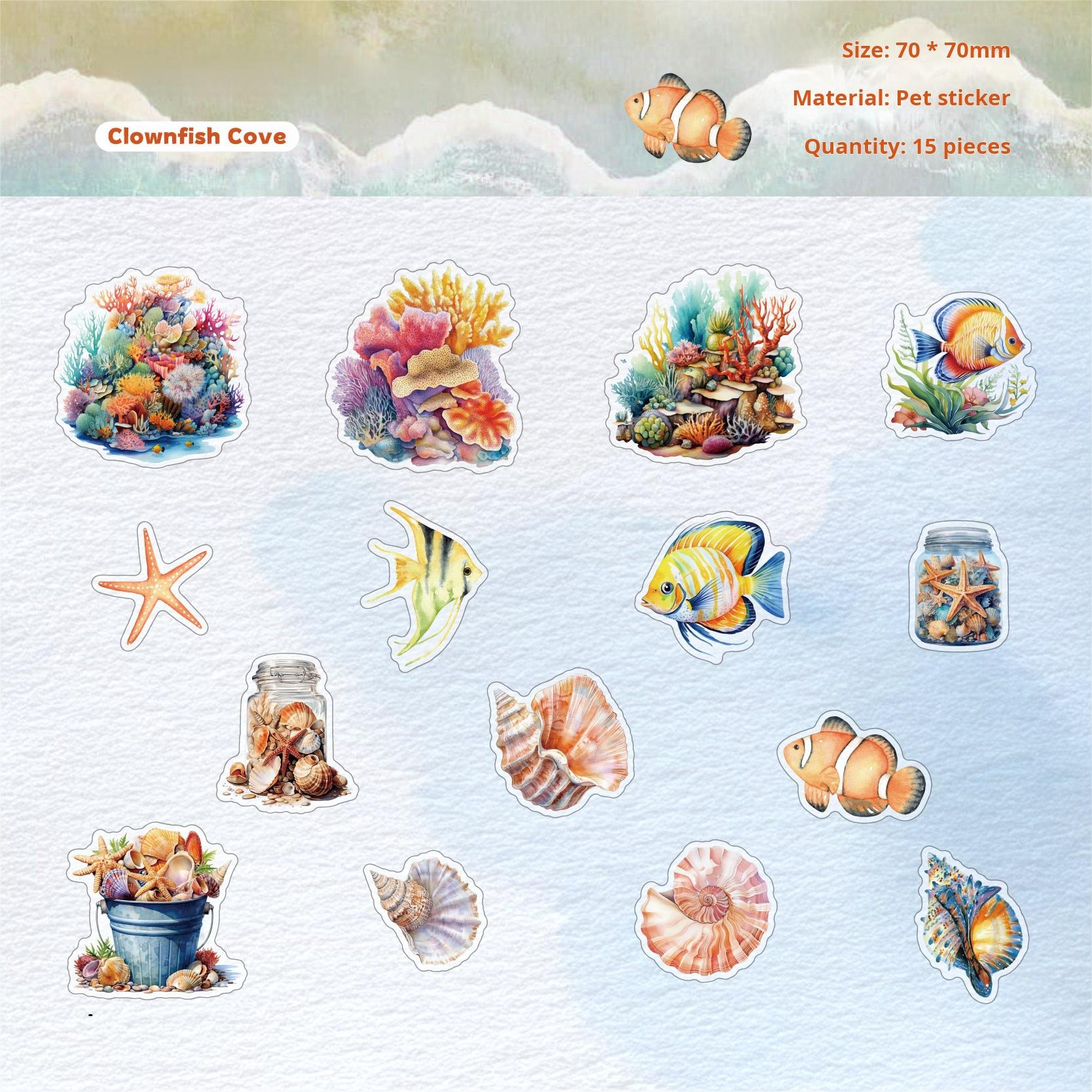 0808 Underwater world PET Sticker -15Pcs each pack