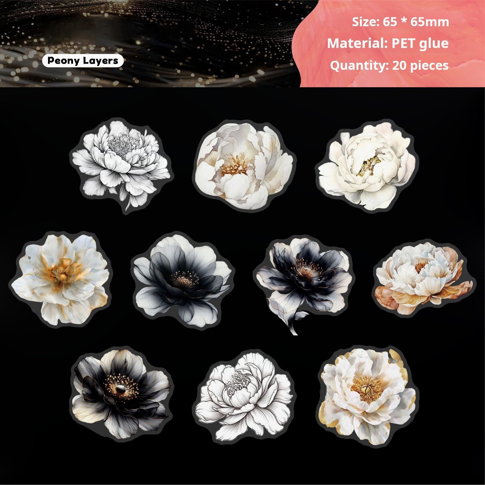 0813 Ink bloom PET Sticker -20Pcs each pack