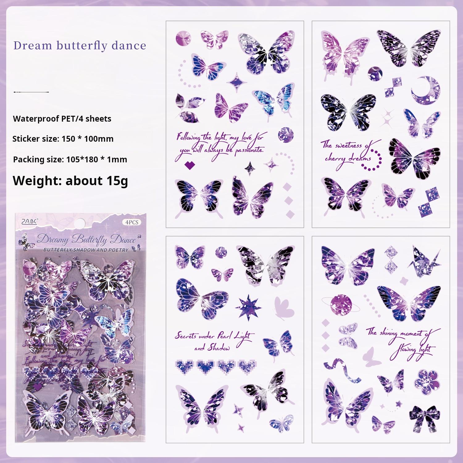 0801 Butterfly PET Sticker -4Pcs each pack