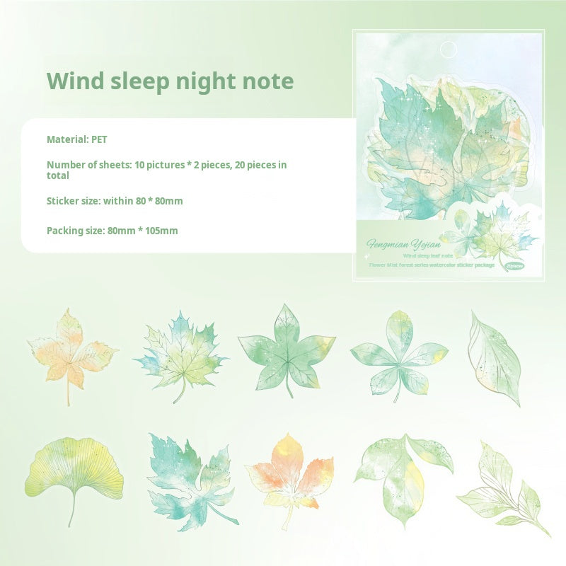 0614 Watercolor flowers PET sticker -20Pcs each pack