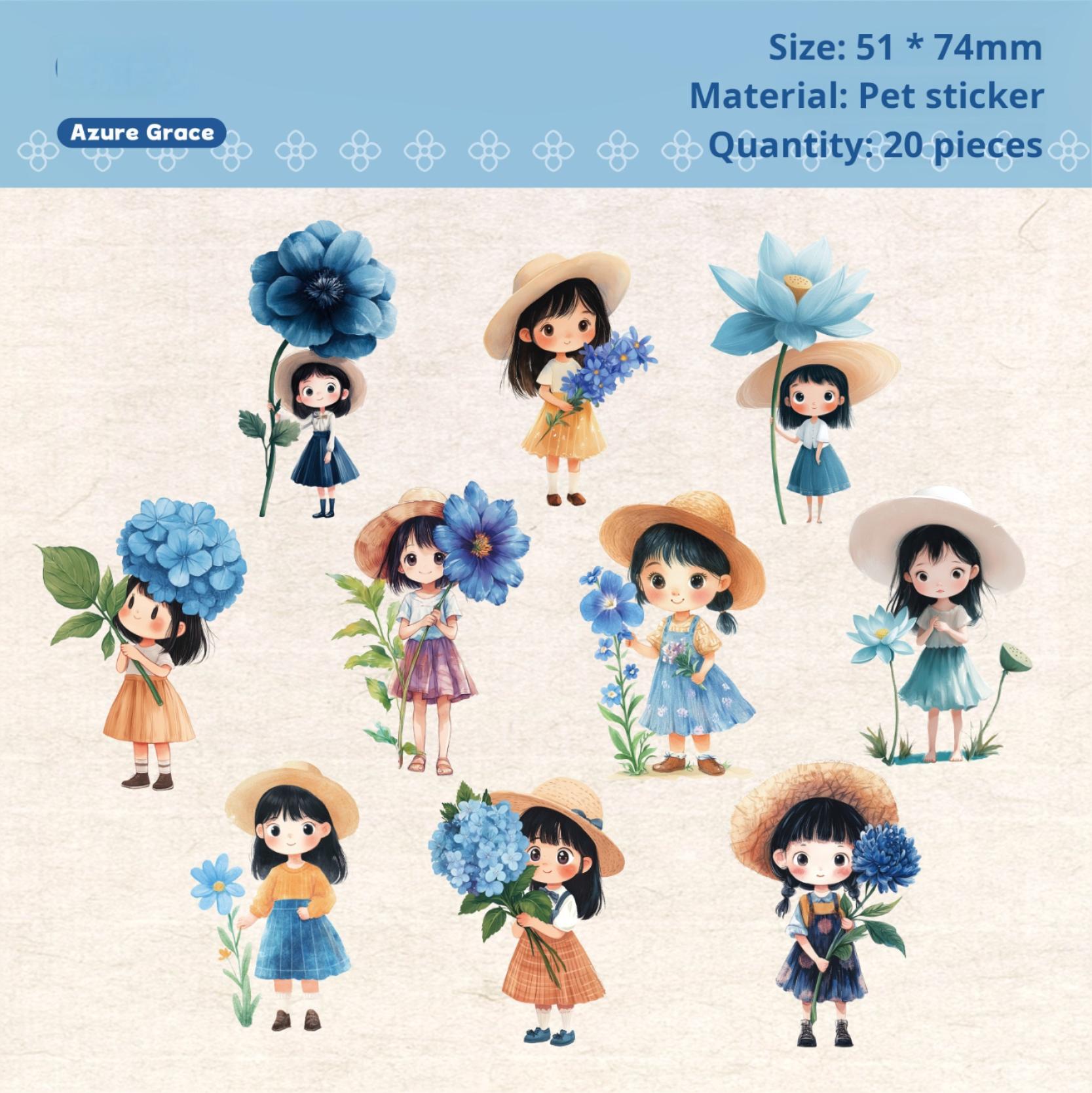 0604 Flower girl PET sticker -20Pcs each pack