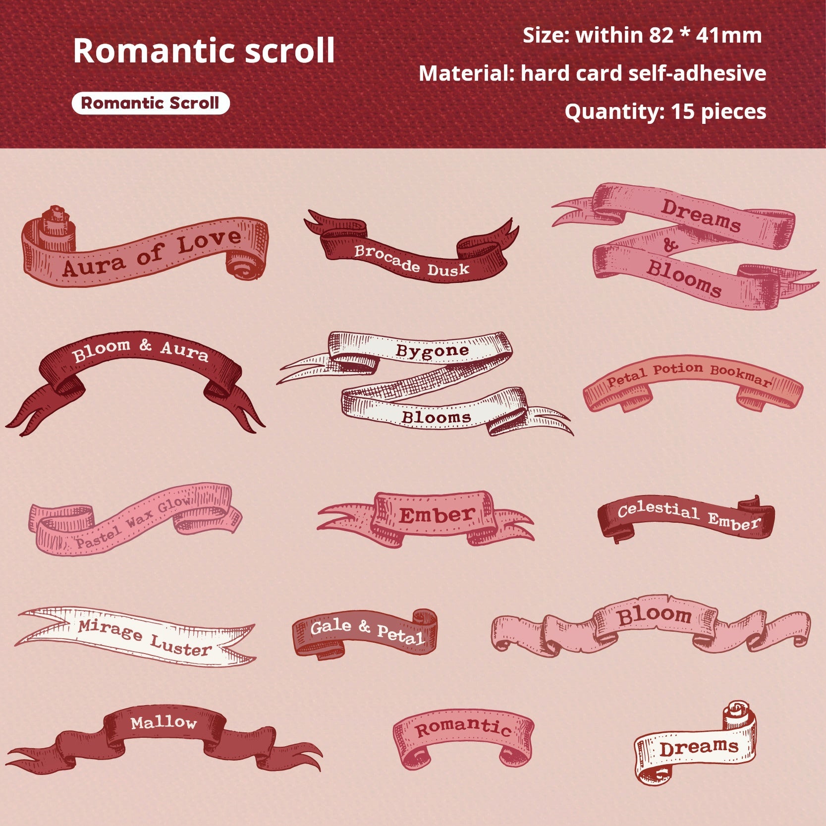 1231 Scroll sticker -15Pcs each pack