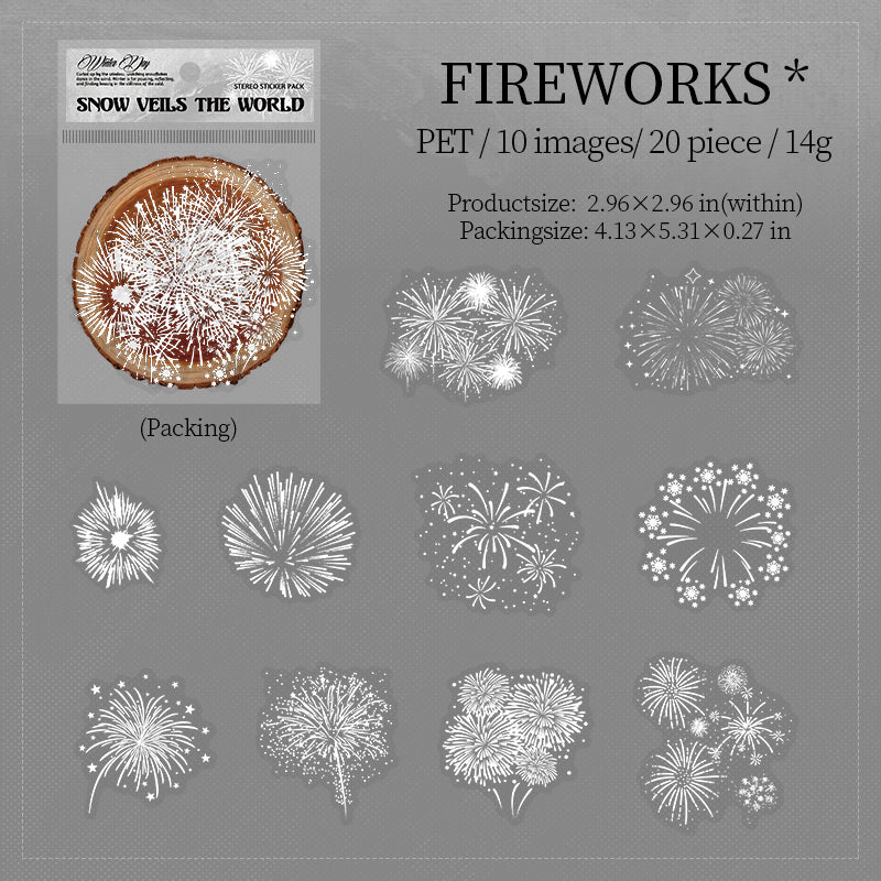 1129 Snow veils the world PET sticker -20Pcs each pack