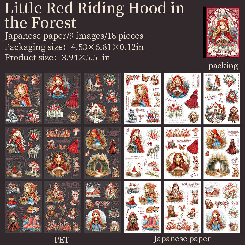 0727 Fairy tale sequel PET & Washi pre-cut Sticker Book -18Pcs each pack