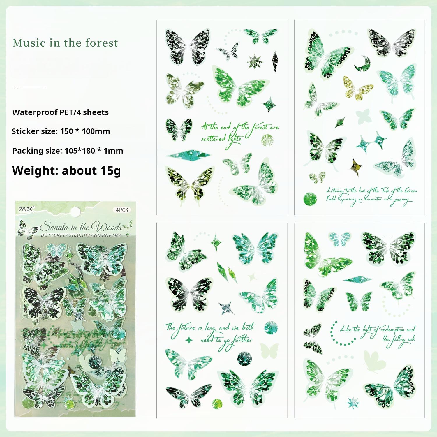 0801 Butterfly PET Sticker -4Pcs each pack