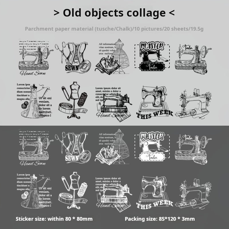 0802 Vintage vellum paper Sticker -20Pcs each pack