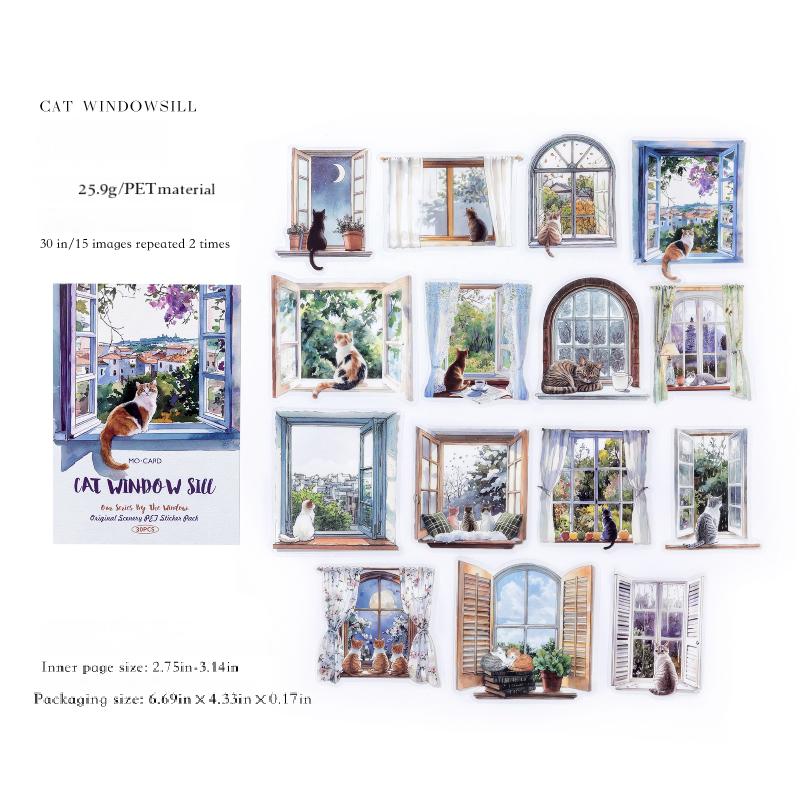 0827 Window PET Sticker -30Pcs each pack