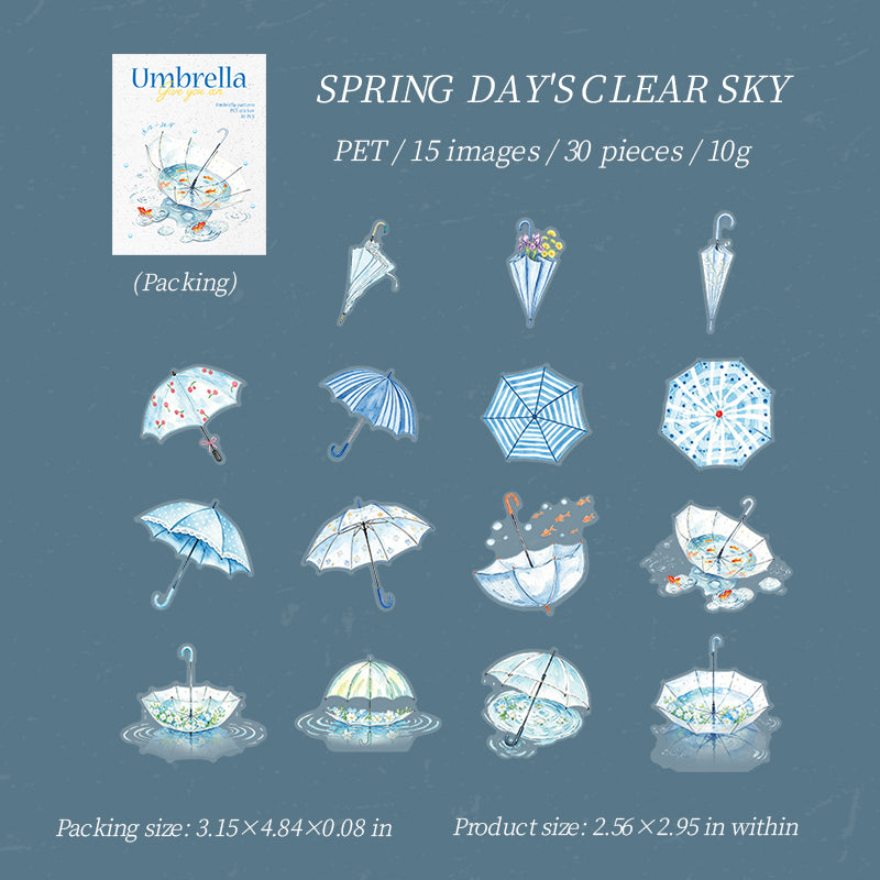 Give You an Umbrella PET Stickers -30Pcs each pack