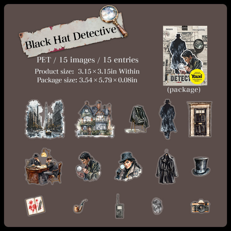 0902 Holmes's Journal PET Sticker -15Pcs each pack