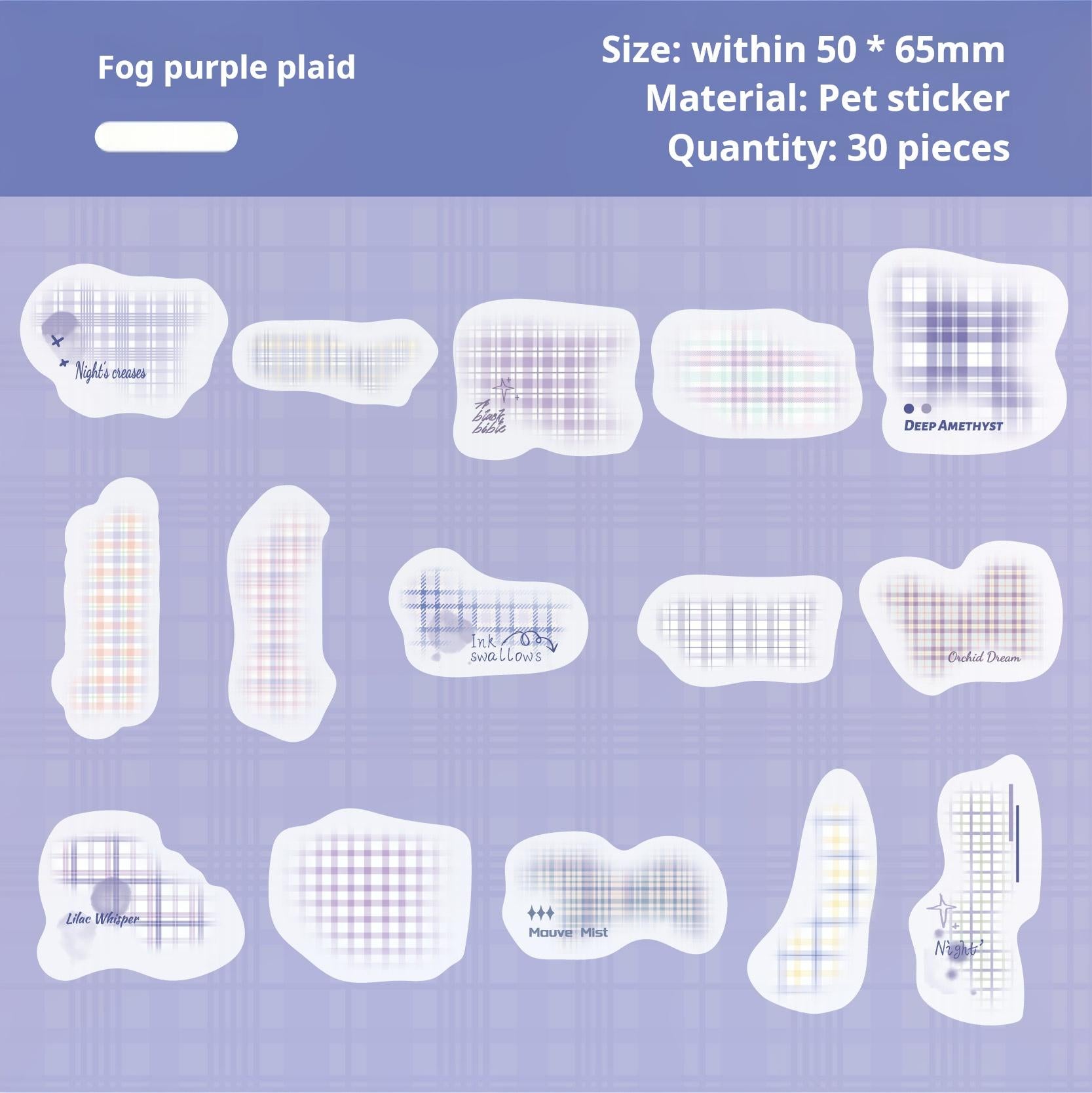 0723 Lattice PET sticker -30Pcs each pack