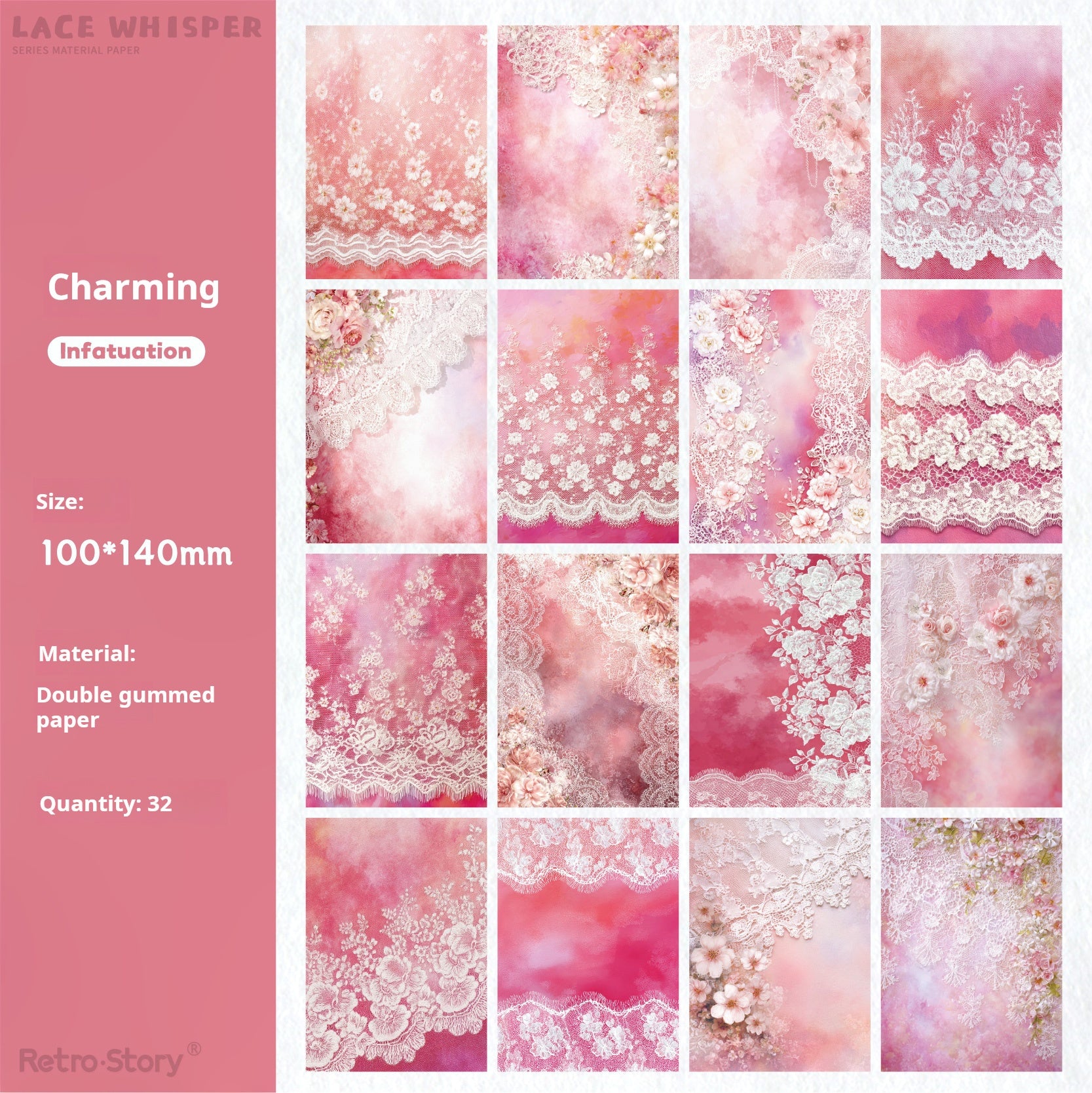 1213 Lace whisper Paper -32Pcs each pack