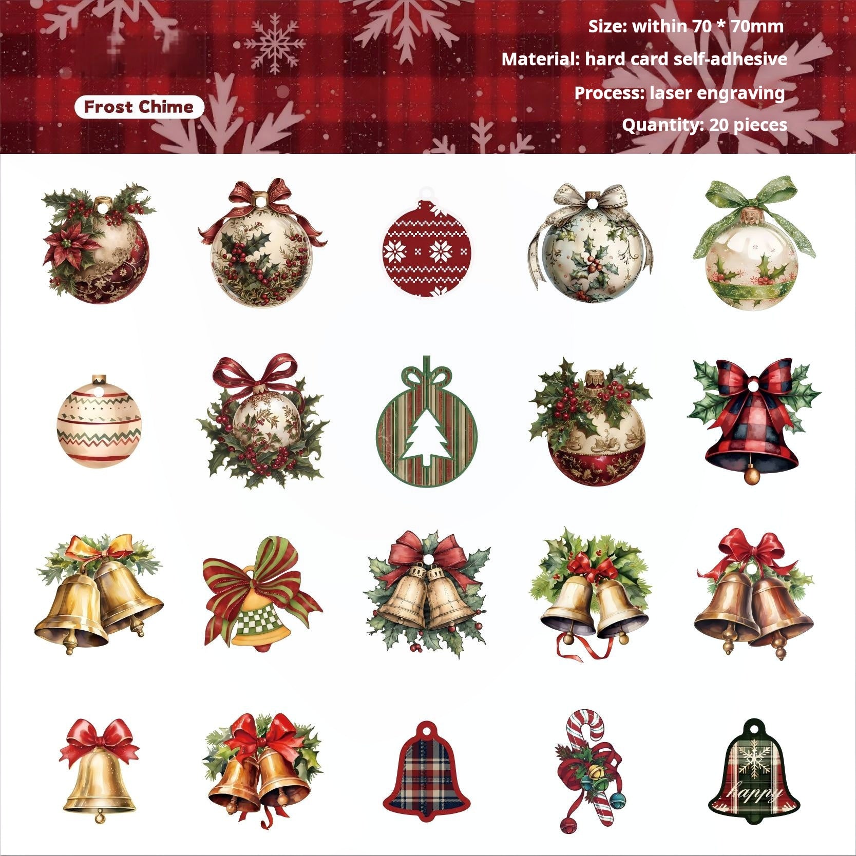 0926 Christmas cardstock Sticker -20Pcs each pack