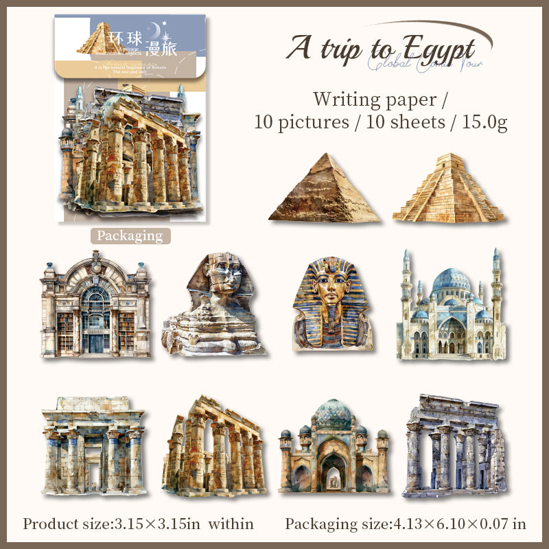 0621 Around the world cardstock Sticker -10Pcs each pack