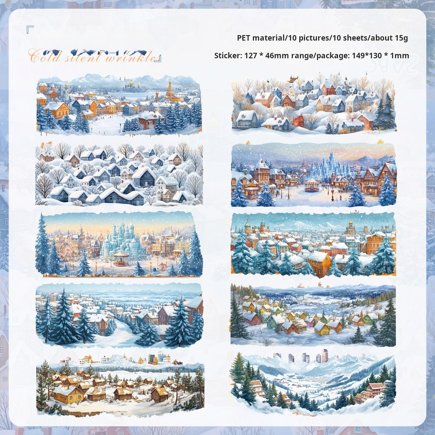 0801 Small town PET Sticker -10Pcs each pack
