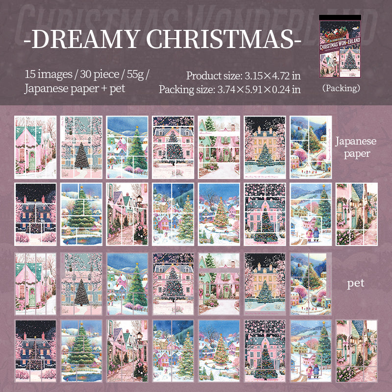 0720 Christmas town PET & Washi Sticker Book -30Pcs each pack