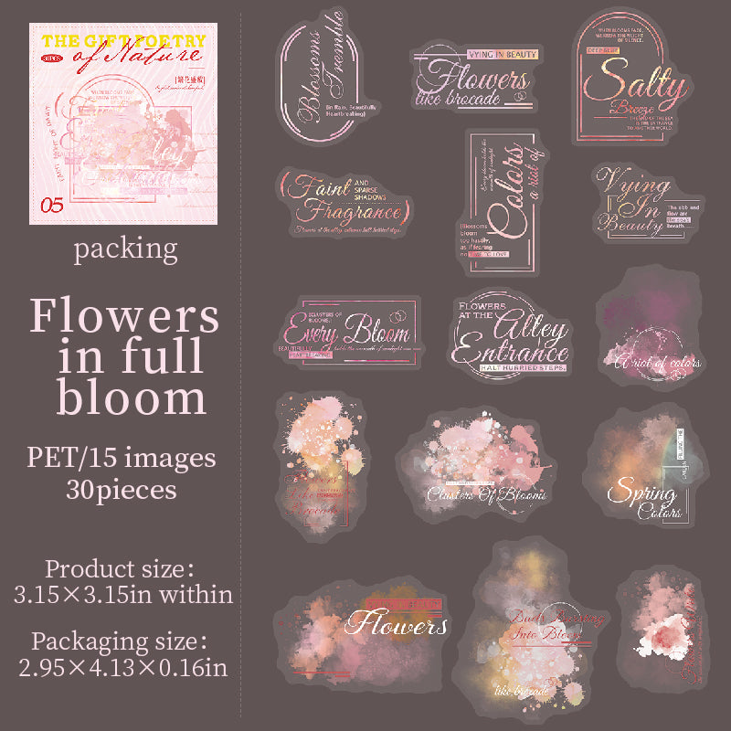 0830 The gift poetry of nature PET Sticker -30Pcs each pack