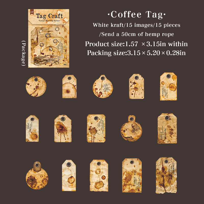 1126 Label handmade cardstock sticker -15Pcs each pack