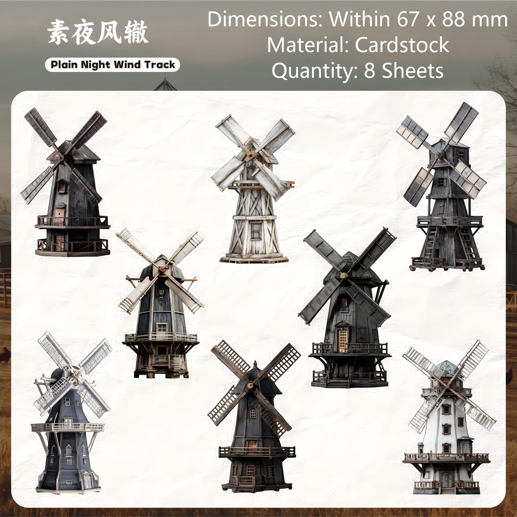 260314 Windmill cardstock Sticker -8Pcs each pack