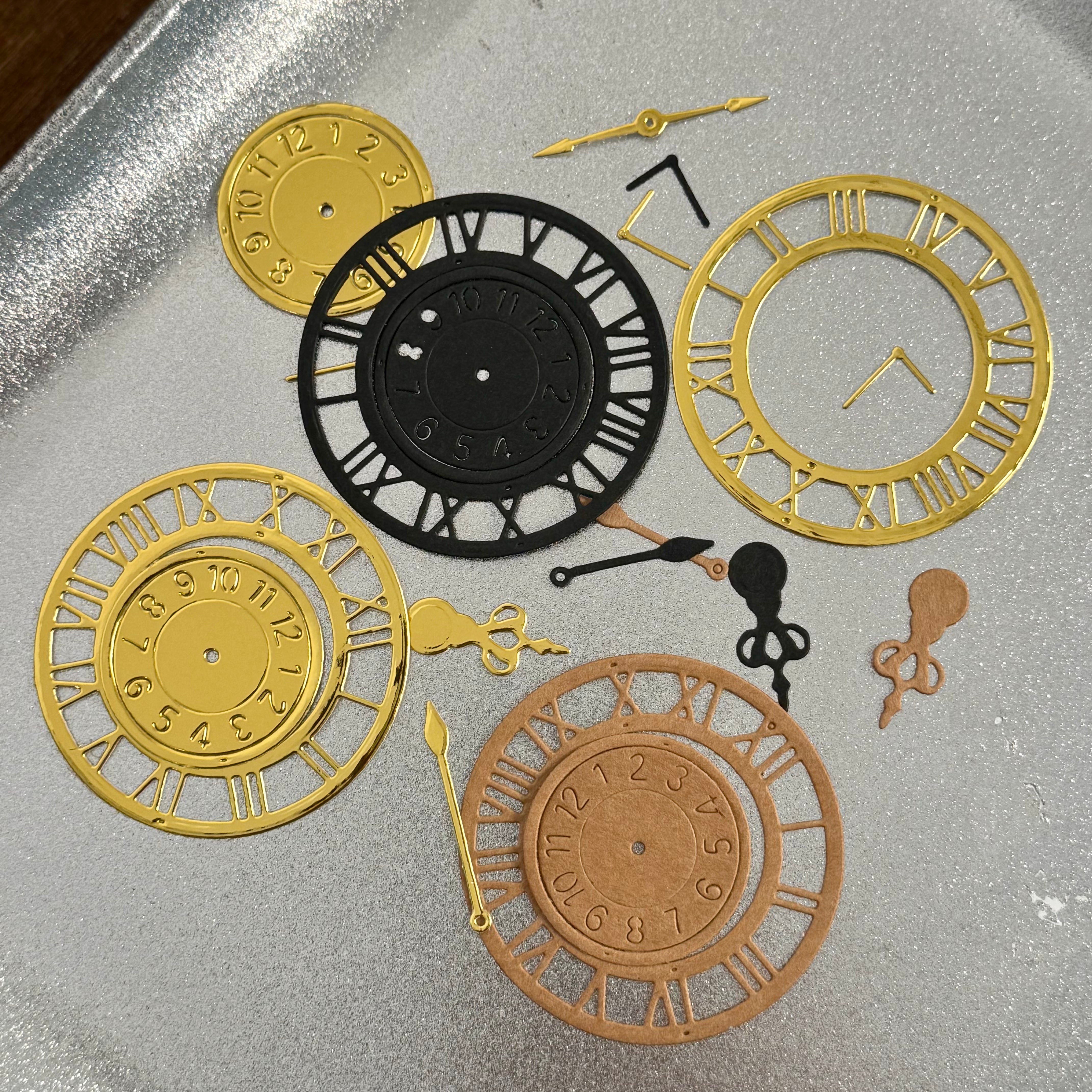 Gold Clock Die cut Paper (6.2 × 6.2 cm) -4 clocks each pack
