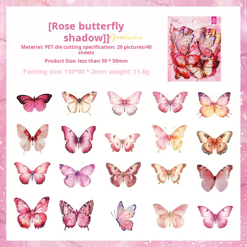 0619 Butterfly PET Sticker -40Pcs each pack