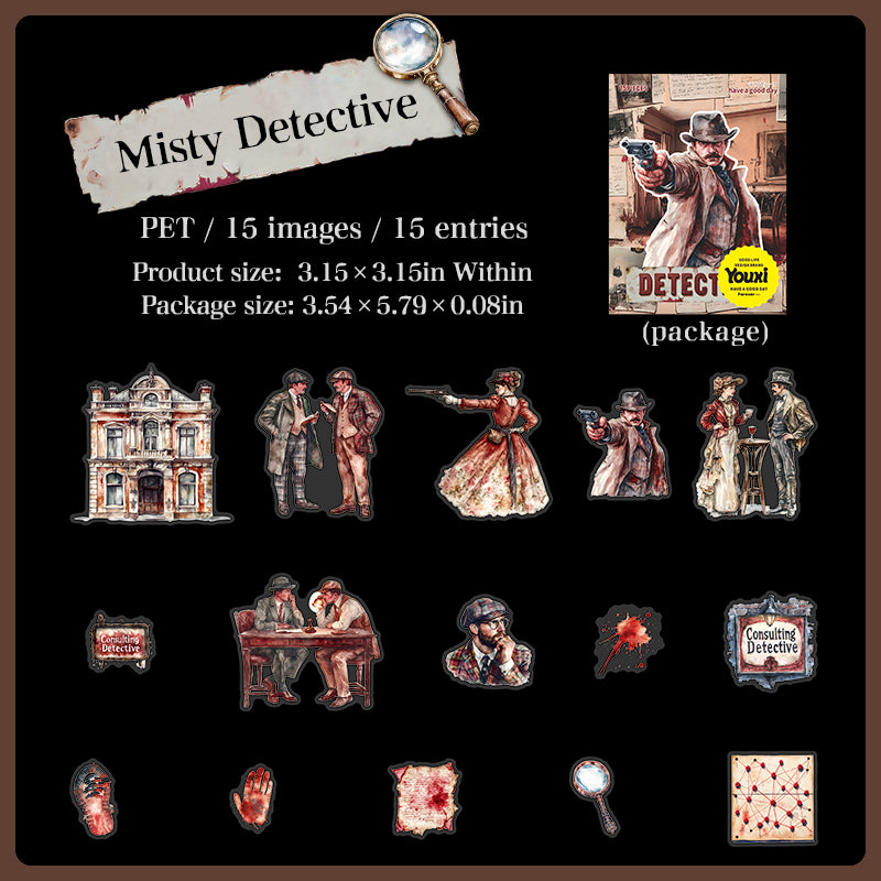 0902 Holmes's Journal PET Sticker -15Pcs each pack