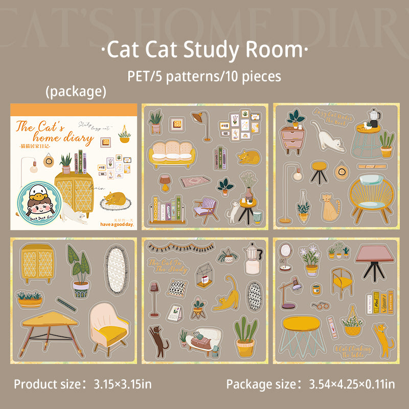 0522 The cat's home diary PET Sticker book -10Pcs each pack