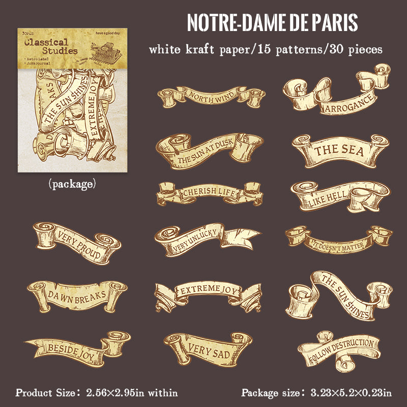 1202 Banner with quotes from famous works Solid sticker -30Pcs each pack