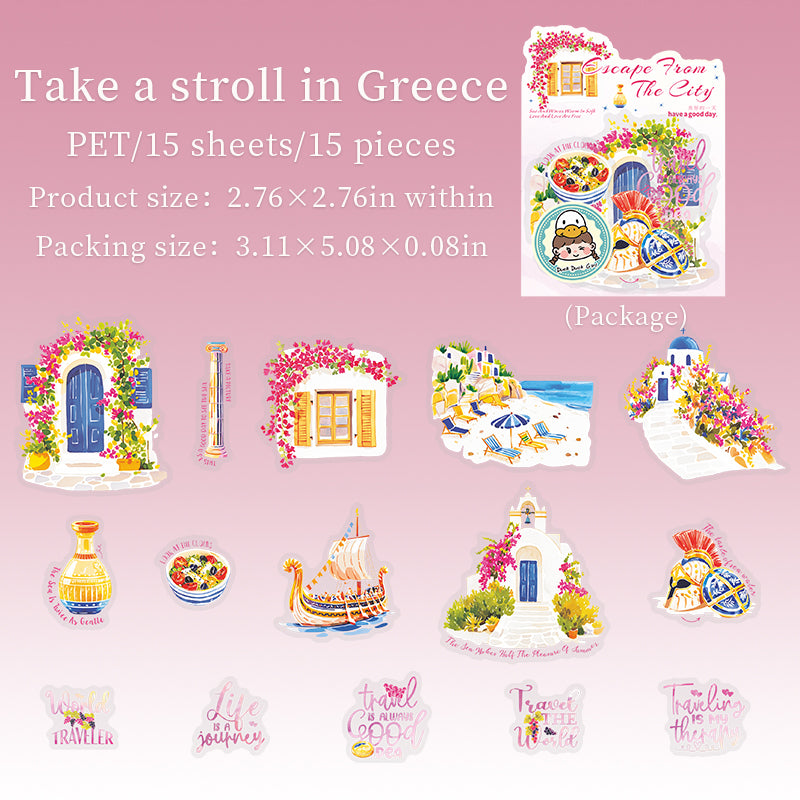 0529 Escape city plan PET Sticker -10Pcs each pack