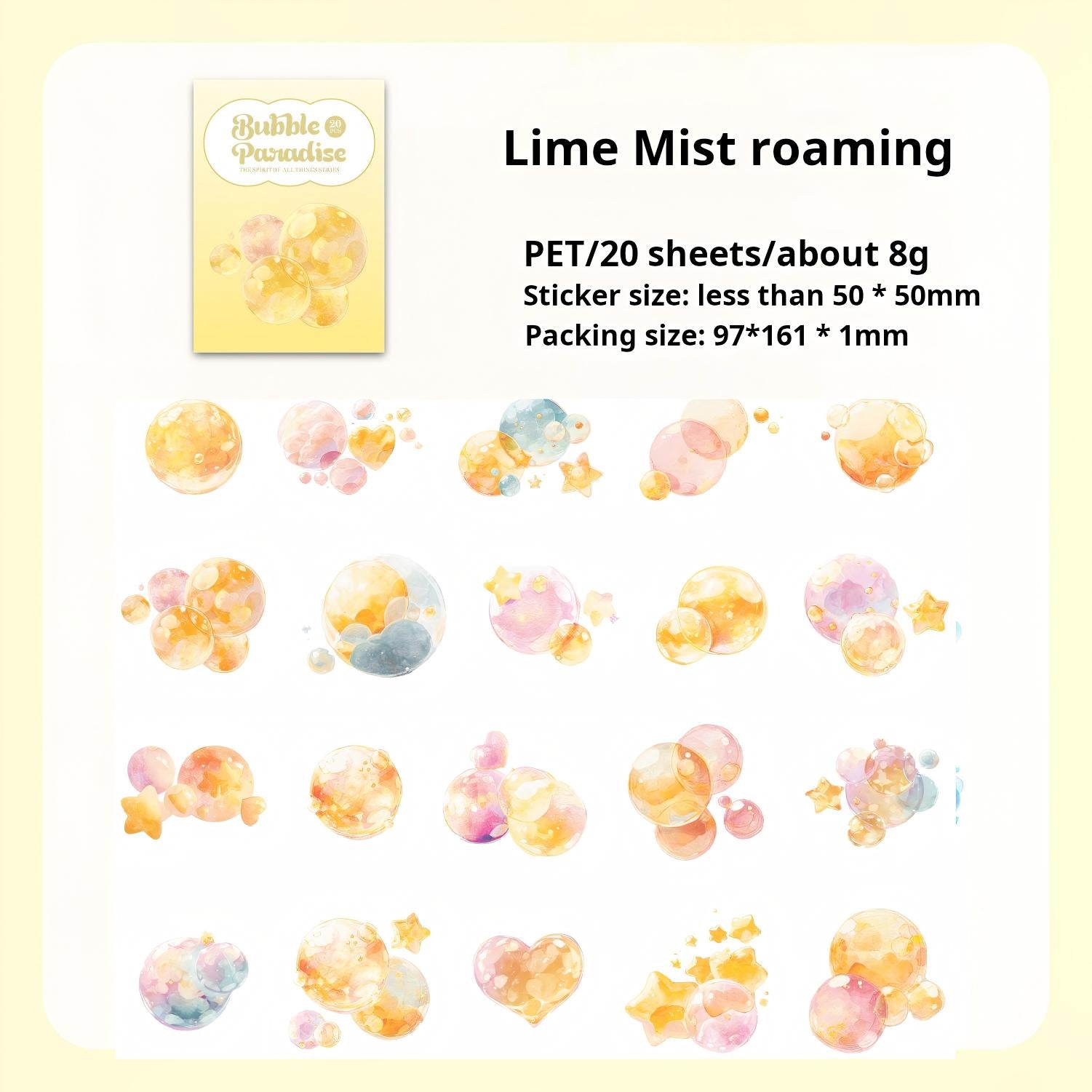260128 Dreamy bubble PET sticker -20Pcs each pack