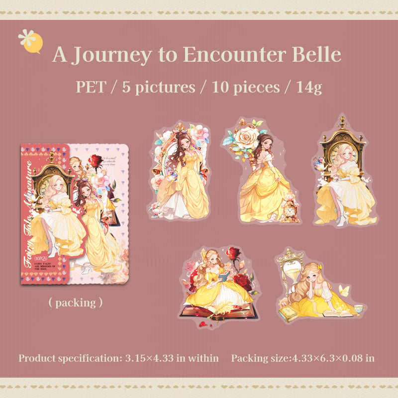 0726 Fairy tale girl PET Sticker -10Pcs each pack