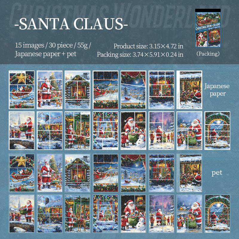 0720 Christmas town PET & Washi Sticker Book -30Pcs each pack