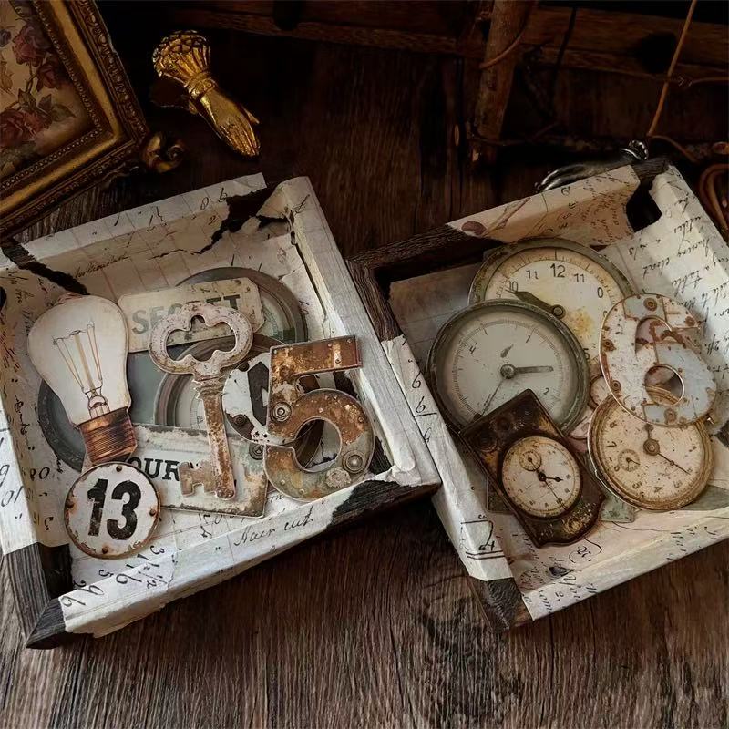 Vintage Distressed Cut Out Mechanical Watch Dial Numbers Thick Cardstock -16Pcs each pack