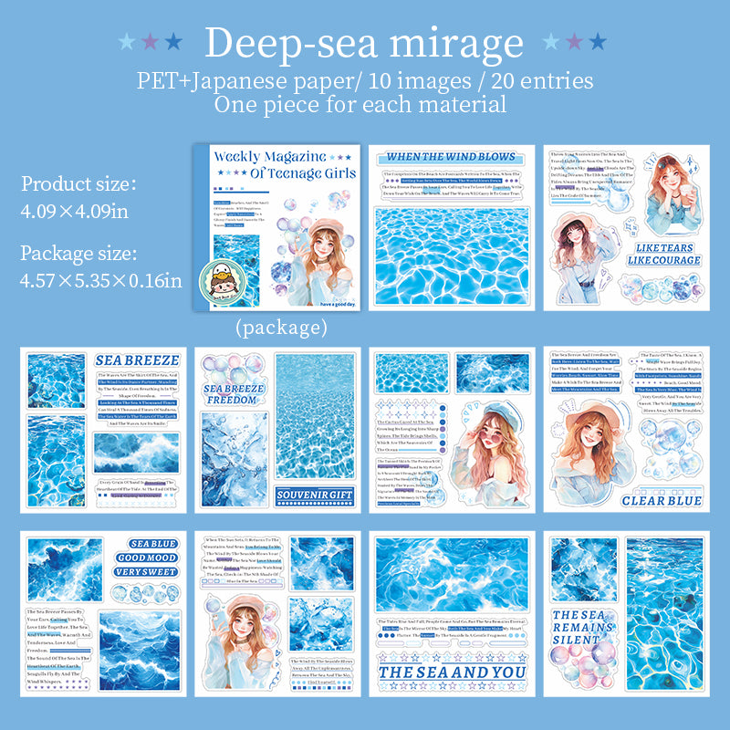 0731 Girls' Weekly PET & Washi pre-cut Sticker Book -20Pcs each pack