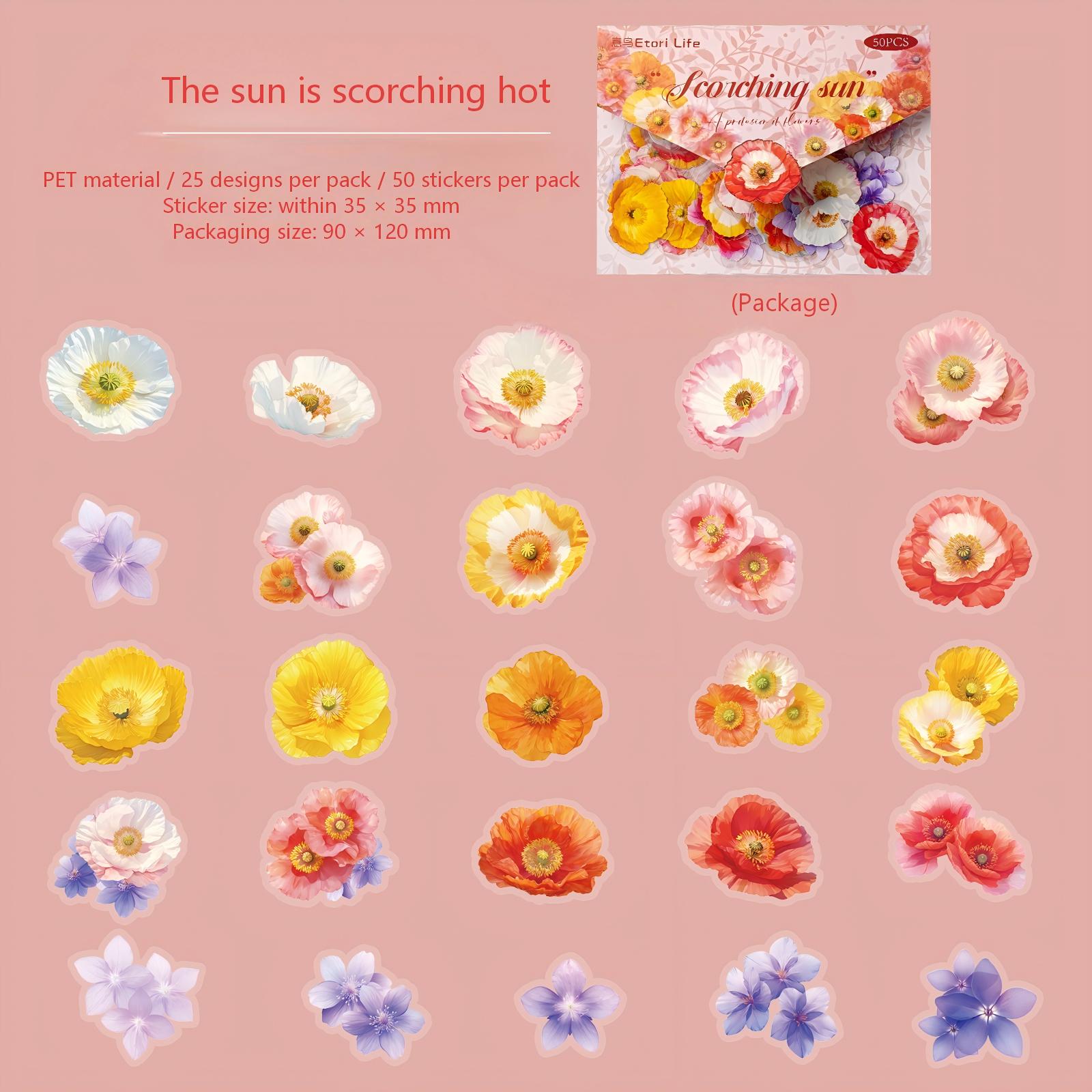 260122 Flower theme PET sticker -50Pcs each pack