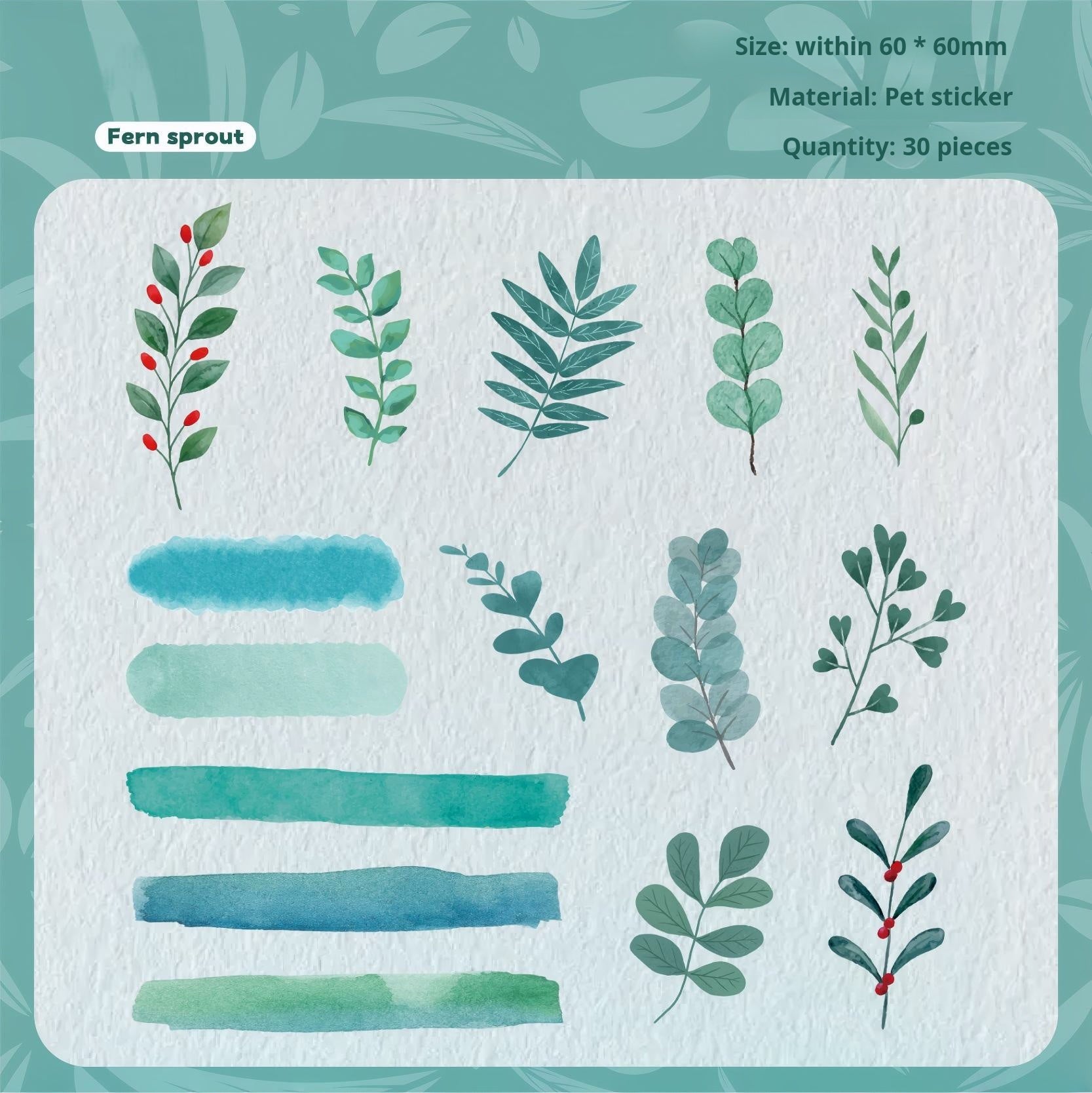 1011 Leaves PET sticker -30Pcs each pack