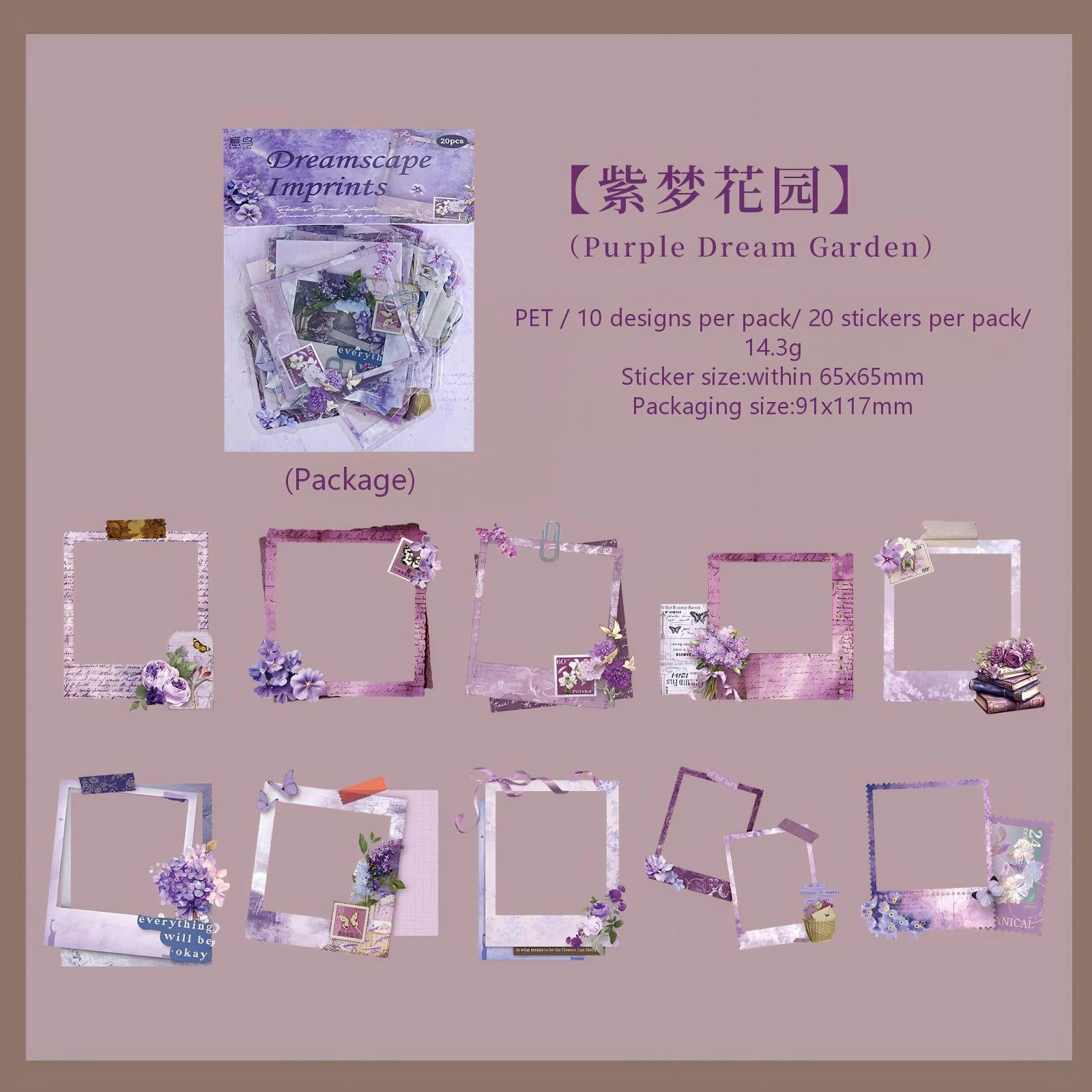 260122 Dreams cape Imprint PET sticker -20Pcs each pack