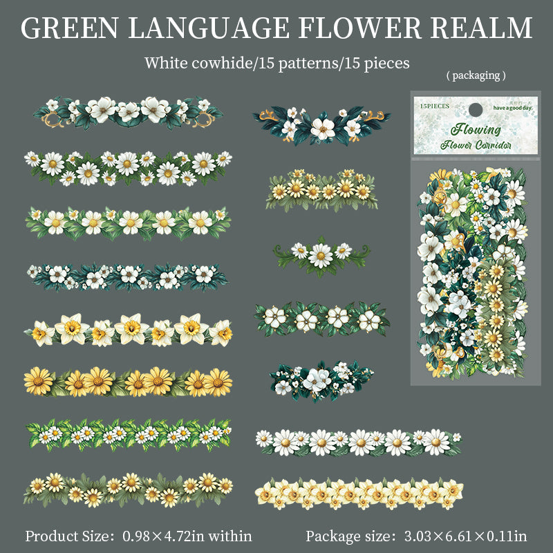 0923 Flowers Solid Sticker -15Pcs each pack