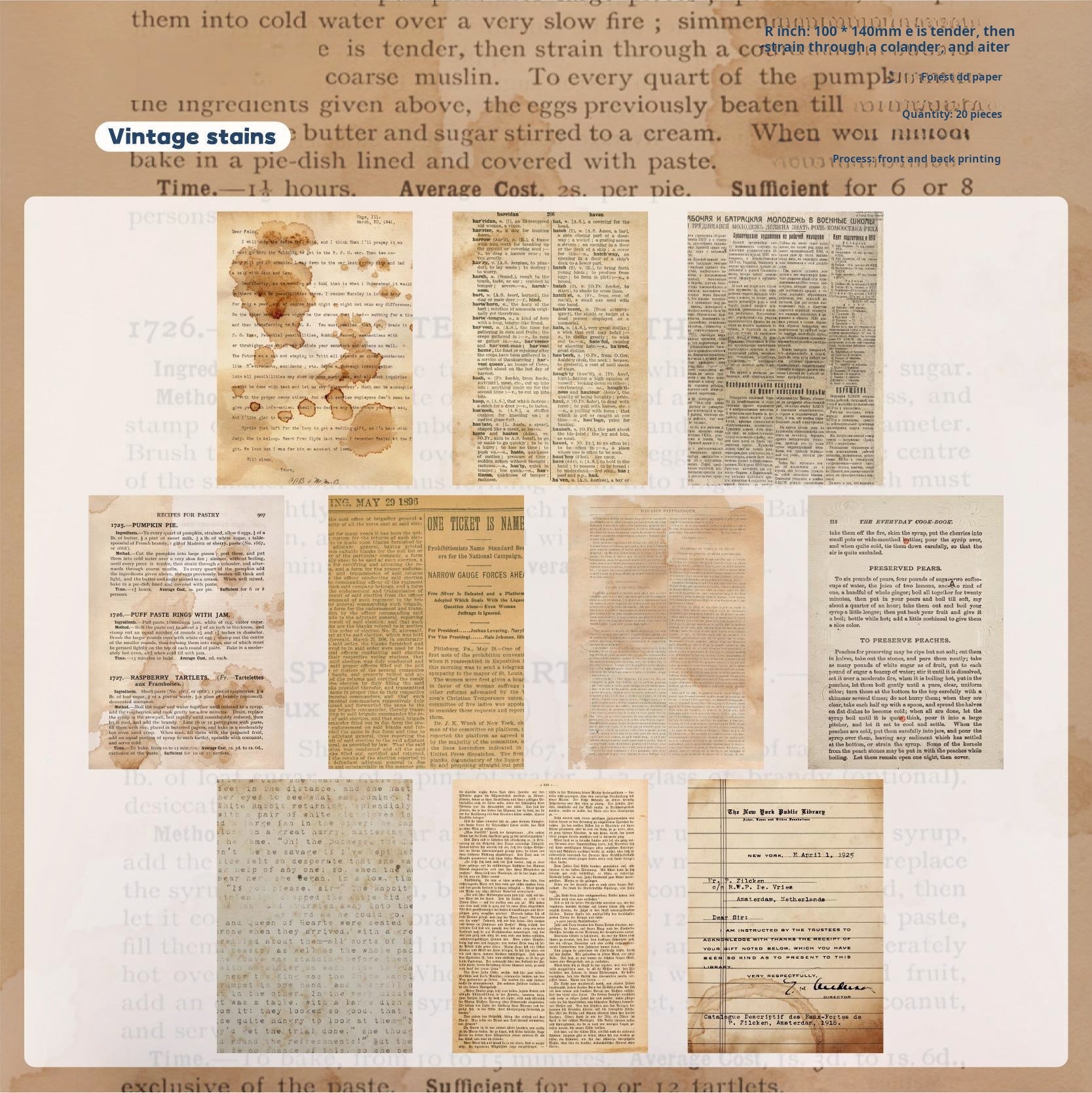 0918 Vintage paper -20Pcs each pack