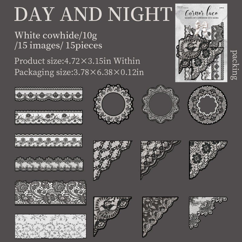 0621 Lace Solid Sticker -15Pcs each pack
