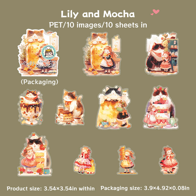 0731 Girl and pet PET Sticker -10Pcs each pack