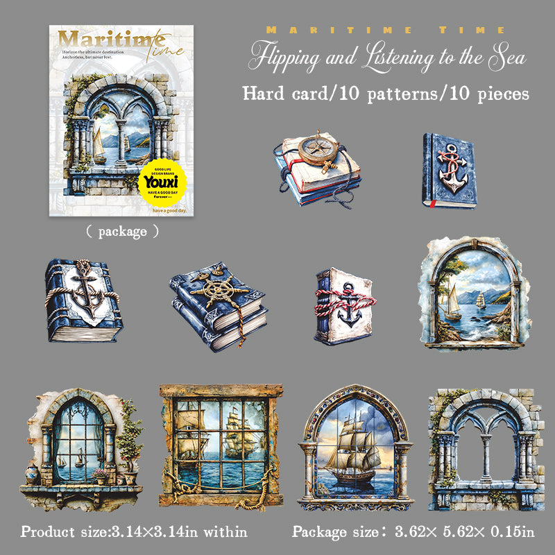0708 Sailing time cardstock sticker -10Pcs each pack