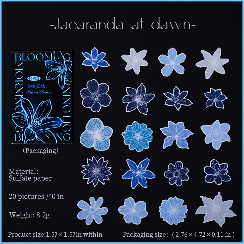1027 Flowers vellum paper sticker -40Pcs each pack