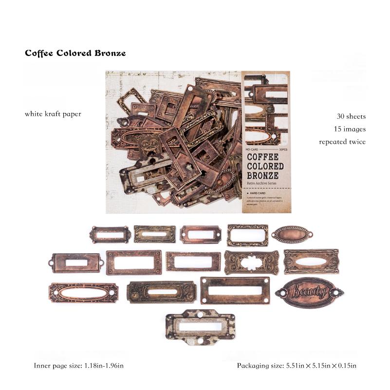 0912 Vintage Archives Solid die cut Sticker -30Pcs each pack