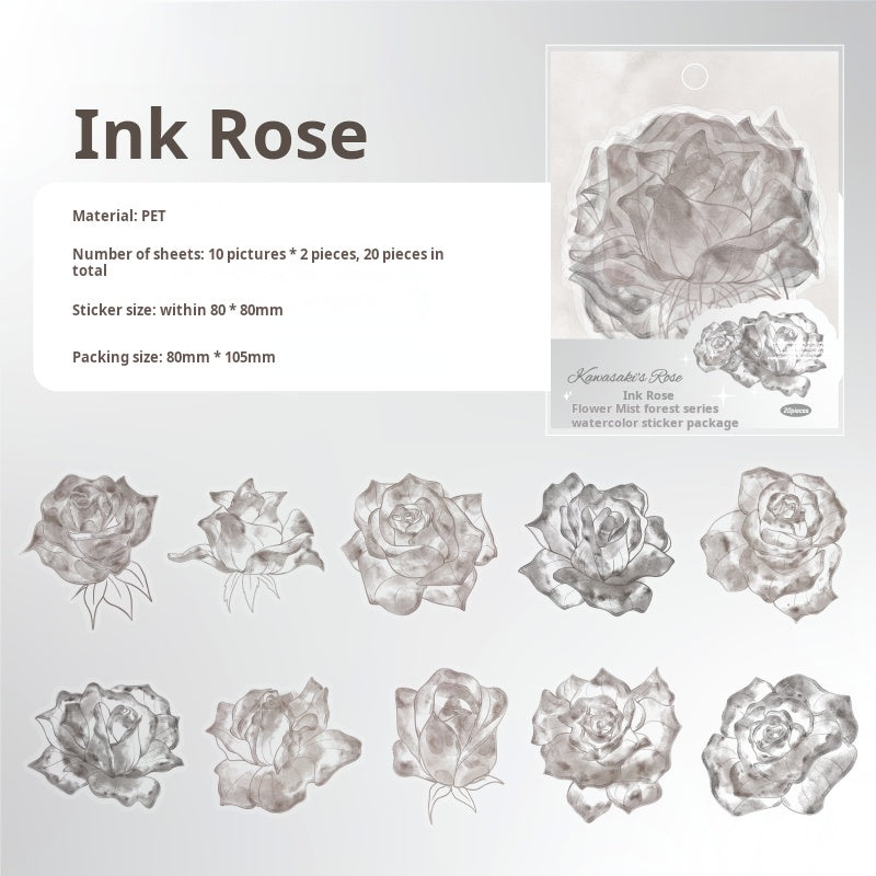 0614 Watercolor flowers PET sticker -20Pcs each pack