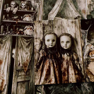Vintage Gothic Haunted Dollhouse papers close-up