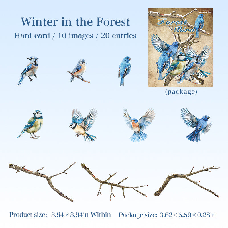 1225 Forest bird cardstock sticker -20Pcs each pack