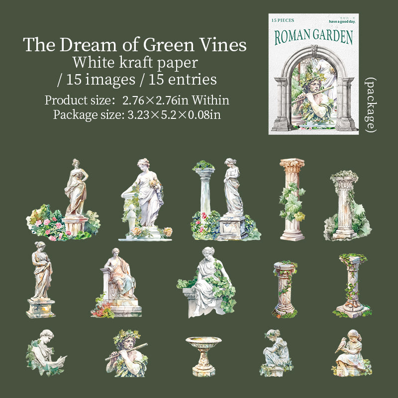 0902 Roman Gardens Solid Sticker -15Pcs each pack